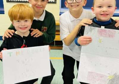 Class 4 children shared their pop-up books with Class 1(designed with levers and sliders)